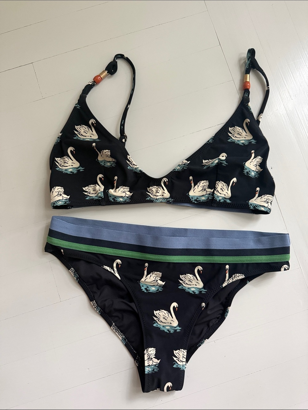 Stella McCartney Swan Print Bikini Set Navy S/M